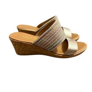 Coastal Boho Italian Shoemakers Woven Cork Wedges Size 9.5